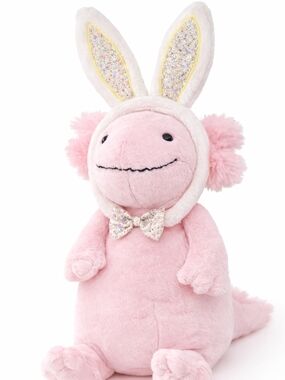 FAO Schwarz Pink Axolotl Plush Bunny Ears Glitter Bow Stuffed Animal 18"